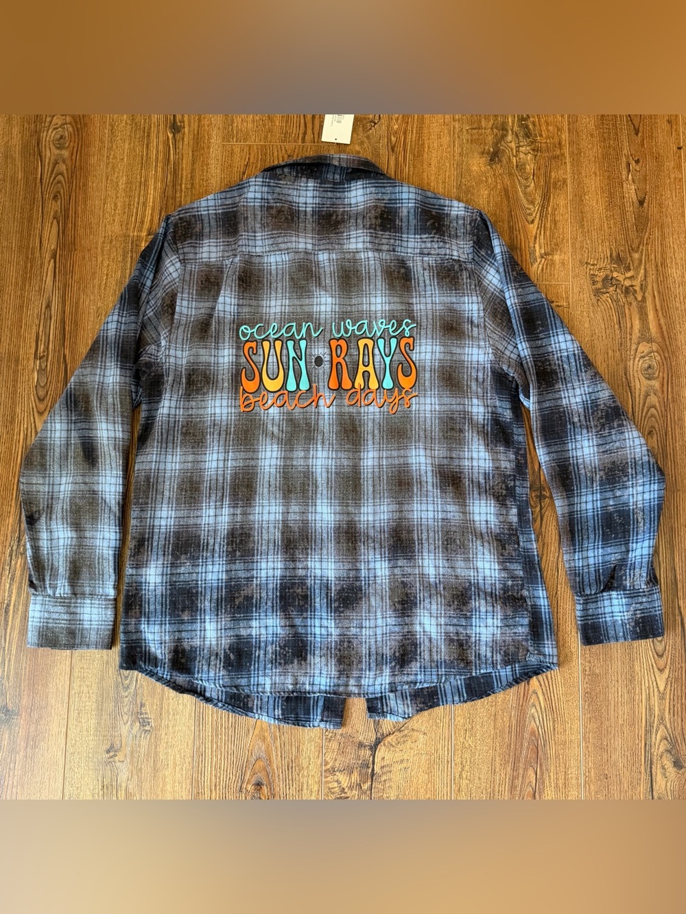 The Teal Tail Plaid Flannel Shirt Jacket XL Ocean Waves Sun Rays Beach Days NWT